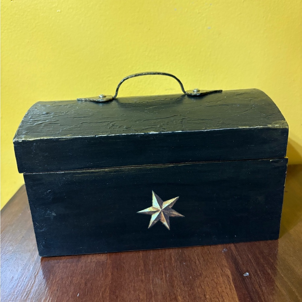 Black Wooden Box with Star Design